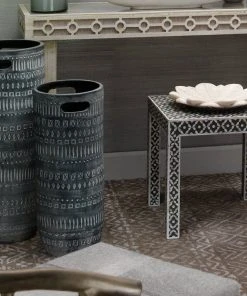 Jamie Young Large Zion Ceramic Vase In Grey And White