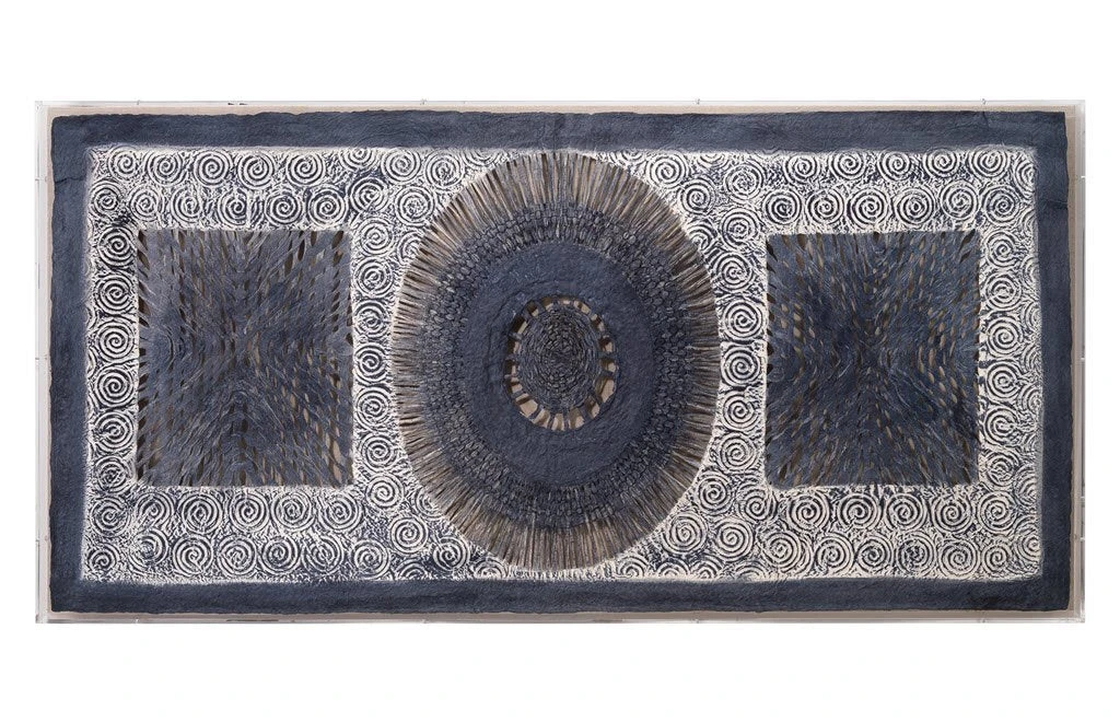 Jamie Young Batik Rectangle Framed Wall Art In Indigo Paper 3 Jamie Young Batik Rectangle Framed Wall Art In Indigo Paper