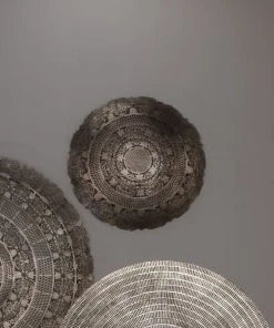 Jamie Young Penelope Lace Wall Art Medallion In Antique Silver