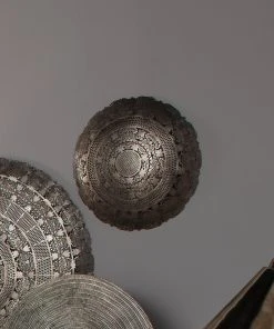 Jamie Young Penelope Lace Wall Art Medallion In Antique Silver