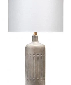Jamie Young Annex Table Lamp In Grey Cement & Antique Brass Metal