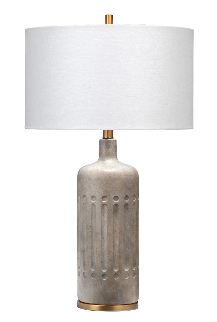 Jamie Young Annex Table Lamp In Grey Cement & Antique Brass Metal 3 Jamie Young Annex Table Lamp In Grey Cement & Antique Brass Metal