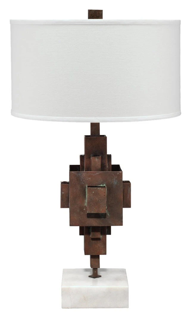 Table Lamps Jamie Young Apprentice Table Lamp In Rust Patina Metal On Marble With Drum Shade In Off White Linen 3 Table Lamps Jamie Young Apprentice Table Lamp In Rust Patina Metal On Marble With Drum Shade In Off White Linen