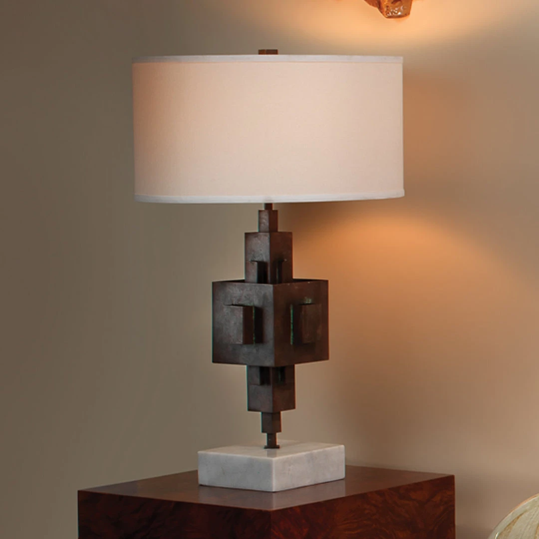 Table Lamps Jamie Young Apprentice Table Lamp In Rust Patina Metal On Marble With Drum Shade In Off White Linen 5 Table Lamps Jamie Young Apprentice Table Lamp In Rust Patina Metal On Marble With Drum Shade In Off White Linen