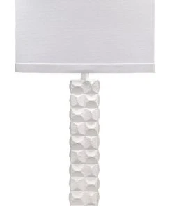 Jamie Young Astor Table Lamp In Textured Matte White Resin Table Lamps