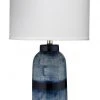 Jamie Young Large Batik Table Lamp In Indigo Ceramic With Medium Drum Shade In White Linen Table Lamps 1 Jamie Young Large Batik Table Lamp In Indigo Ceramic With Medium Drum Shade In White Linen Table Lamps
