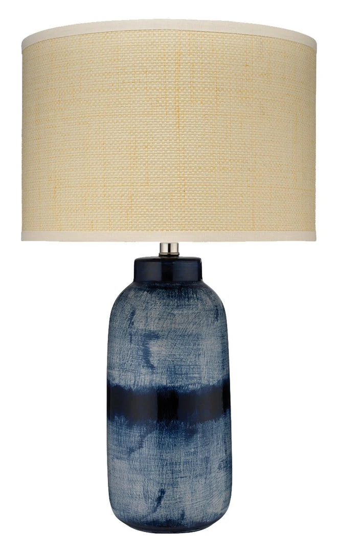 Table Lamps Jamie Young Large Batik Table Lamp In Indigo Ceramic With Medium Drum Shade In Raffia 3 Table Lamps Jamie Young Large Batik Table Lamp In Indigo Ceramic With Medium Drum Shade In Raffia