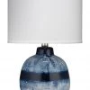 Table Lamps Jamie Young Small Batik Table Lamp In Indigo Ceramic With Small Drum Shade In White Linen