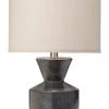 Jamie Young Berkley Table Lamp In Blue Ceramic With Small Drum Shade In White Linen
