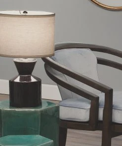 Jamie Young Berkley Table Lamp In Blue Ceramic With Small Drum Shade In White Linen 7 Jamie Young Berkley Table Lamp In Blue Ceramic With Small Drum Shade In White Linen