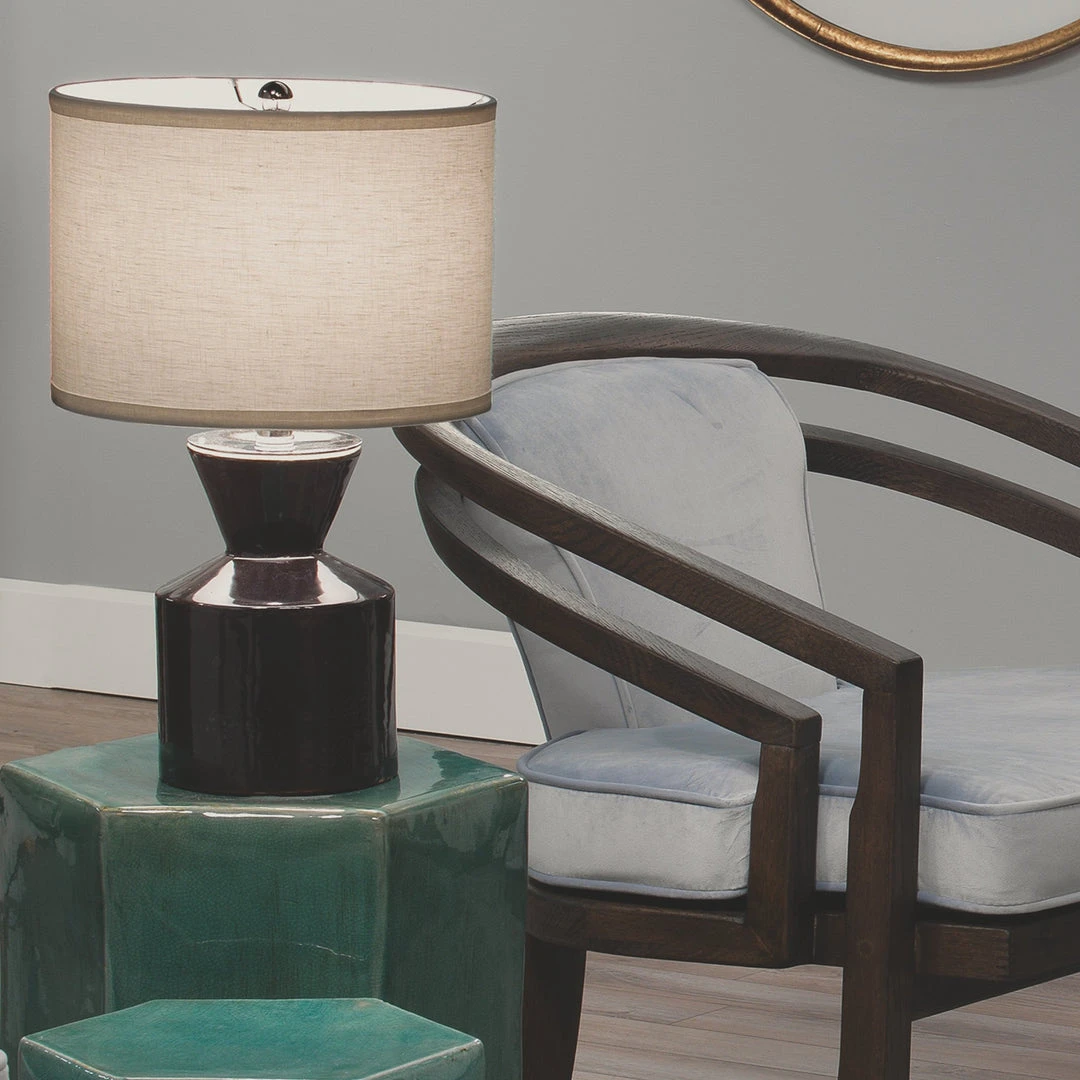 Jamie Young Berkley Table Lamp In Blue Ceramic With Small Drum Shade In White Linen 5 Jamie Young Berkley Table Lamp In Blue Ceramic With Small Drum Shade In White Linen