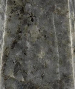 Jamie Young Borealis Hexagon Table Lamp In Labradorite With Large Drum Shade In White Silk