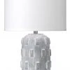 Jamie Young Boulder Table Lamp In Grey Ceramic With Classic Drum Shade In White Linen Table Lamps 1 Jamie Young Boulder Table Lamp In Grey Ceramic With Classic Drum Shade In White Linen Table Lamps