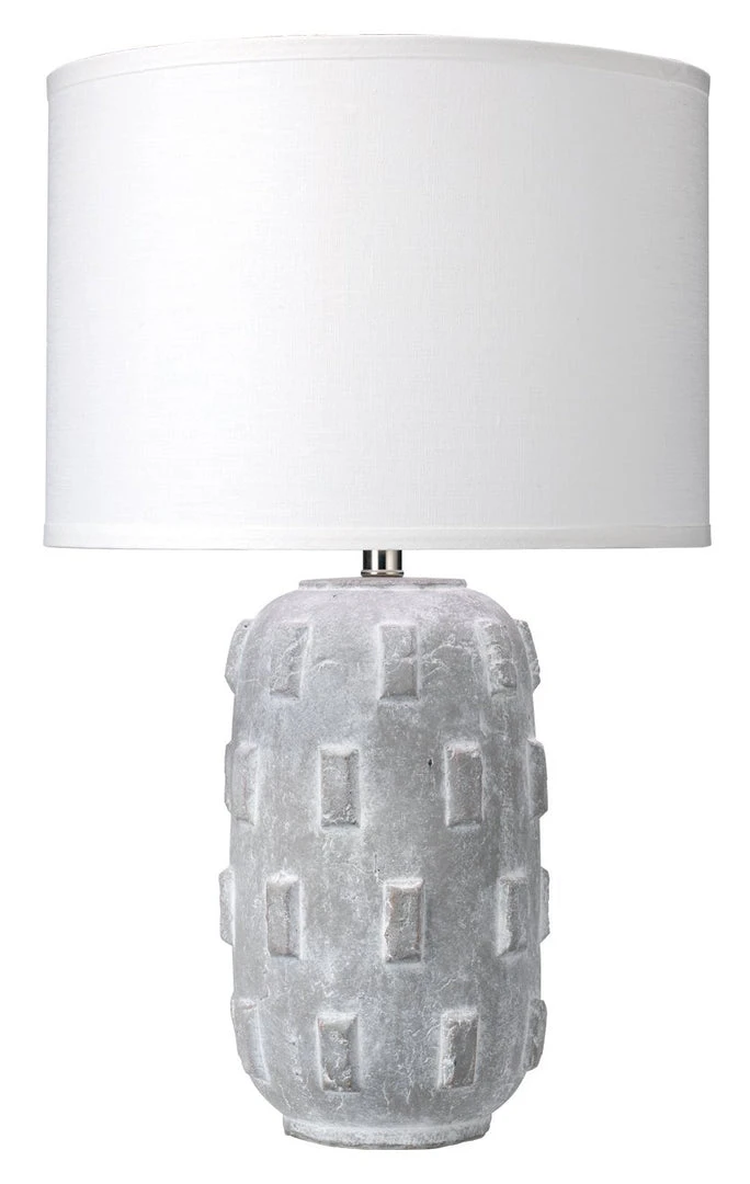 Jamie Young Boulder Table Lamp In Grey Ceramic With Classic Drum Shade In White Linen Table Lamps 3 Jamie Young Boulder Table Lamp In Grey Ceramic With Classic Drum Shade In White Linen Table Lamps