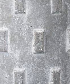 Jamie Young Boulder Table Lamp In Grey Ceramic With Classic Drum Shade In White Linen Table Lamps