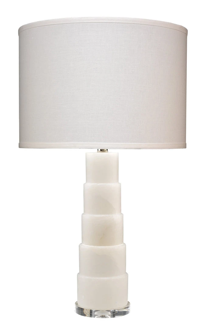 Jamie Young Caspian Table Lamp In White Alabaster With Classic Drum Shade In White Linen Table Lamps 3 Jamie Young Caspian Table Lamp In White Alabaster With Classic Drum Shade In White Linen Table Lamps