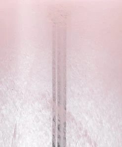 Jamie Young Dahlia Table Lamp In Pink Glass With Large Drum Shade In Sea Salt Linen