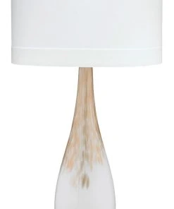 Jamie Young Dewdrop Table Lamp In Gold Ombre Glass With Classic Drum Shade In White Silk