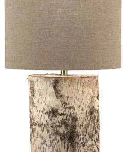 Table Lamps Jamie Young Forrester Table Lamp In Birch Veneer With Oval Shade In Natural Linen