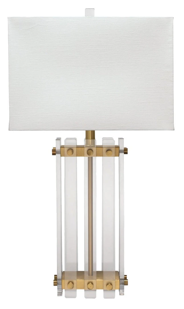 Jamie Young Grammercy Table Lamp In Acrylic & Antique Brass Metal With Rectangle Shade In Sea Salt Linen Table Lamps 3 Jamie Young Grammercy Table Lamp In Acrylic & Antique Brass Metal With Rectangle Shade In Sea Salt Linen Table Lamps