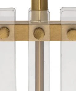 Jamie Young Grammercy Table Lamp In Acrylic & Antique Brass Metal With Rectangle Shade In Sea Salt Linen Table Lamps