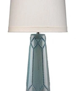 Jamie Young Hobnail Table Lamp In Teal Ceramic Table Lamps