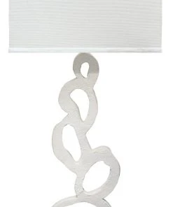 Table Lamps Jamie Young Ivy Table Lamp In White Gesso With Rectangle Shade In Off White Linen