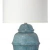 Table Lamps Jamie Young Kaya Table Lamp In Blue Ceramic With Classic Drum Shade In Sea Salt Linen 2 Table Lamps Jamie Young Kaya Table Lamp In Blue Ceramic With Classic Drum Shade In Sea Salt Linen
