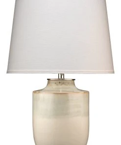 Table Lamps Jamie Young Lagoon Table Lamp In Cream Ceramic With Large Cone Shade In White Linen