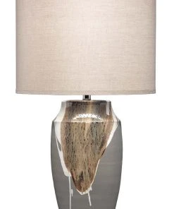 Table Lamps Jamie Young Landslide Table Lamp In Matte Grey Ceramic W/ Beige & White Drip