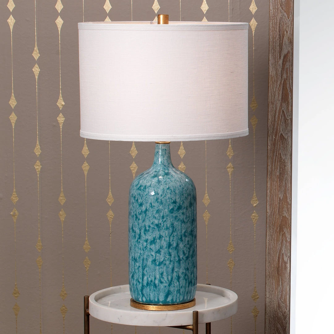 Jamie Young Madeline Table Lamp In Blue Ceramic With Medium Drum Shade In White Linen Table Lamps 5 Jamie Young Madeline Table Lamp In Blue Ceramic With Medium Drum Shade In White Linen Table Lamps