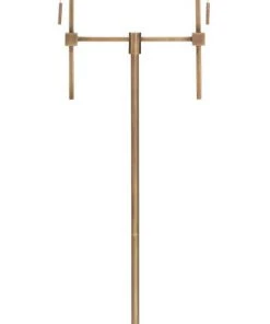 Jamie Young Minerva Twin Shade Floor Lamp In Antique Brass Metal & White Marble Floor Lamps