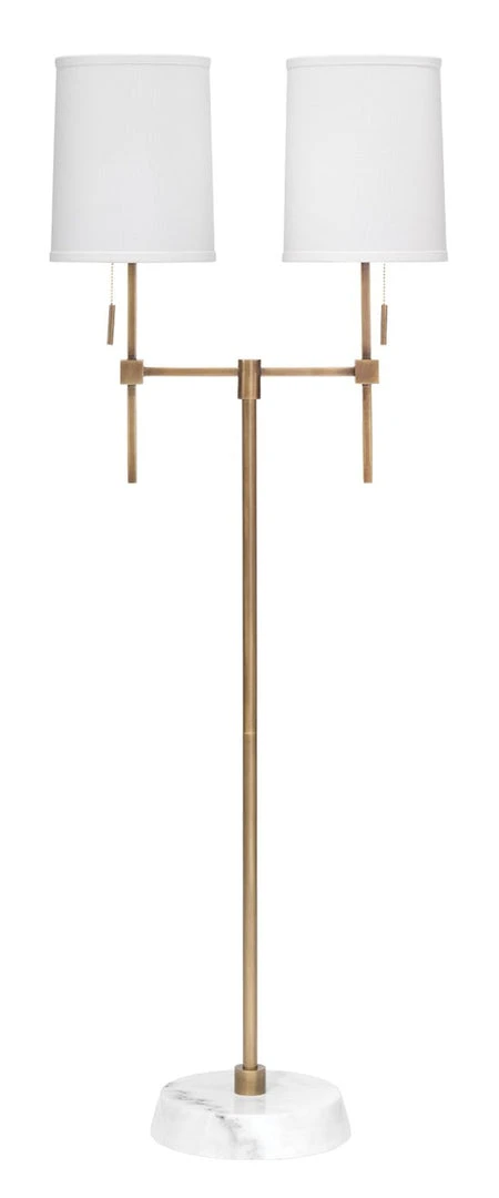 Jamie Young Minerva Twin Shade Floor Lamp In Antique Brass Metal & White Marble Floor Lamps 3 Jamie Young Minerva Twin Shade Floor Lamp In Antique Brass Metal & White Marble Floor Lamps