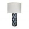Table Lamps Jamie Young Neva Table Lamp In Blue And White Ceramic With Classic Drum Shade In White Linen 2 Table Lamps Jamie Young Neva Table Lamp In Blue And White Ceramic With Classic Drum Shade In White Linen