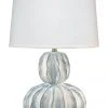 Jamie Young Oceane Gourd Table Lamp In White Ceramic With Custom Cone Shade In White Linen 2 Jamie Young Oceane Gourd Table Lamp In White Ceramic With Custom Cone Shade In White Linen