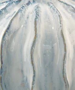 Jamie Young Oceane Gourd Table Lamp In White Ceramic With Custom Cone Shade In White Linen