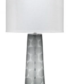 Table Lamps Jamie Young Pebble Table Lamp, Large In Grey Glass With Large Drum Shade In White Linen