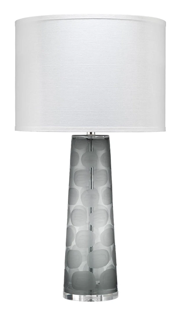 Table Lamps Jamie Young Pebble Table Lamp, Large In Grey Glass With Large Drum Shade In White Linen 3 Table Lamps Jamie Young Pebble Table Lamp, Large In Grey Glass With Large Drum Shade In White Linen