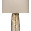 Table Lamps Jamie Young Pebble Table Lamp In Taupe Etched Glass With Drum Shade In Stone Linen
