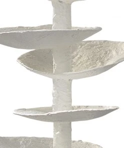 Jamie Young Petals Table Lamp In White Gesso With Cone Shade In Off White Linen