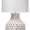 Jamie Young Porous Table Lamp In White Matte Ceramic With Large Drum Shade In White Linen Table Lamps 2 Jamie Young Porous Table Lamp In White Matte Ceramic With Large Drum Shade In White Linen Table Lamps