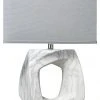 Jamie Young Quarry Table Lamp In Marbled Ceramic With Medium Rectangle Shade In Grey Linen
