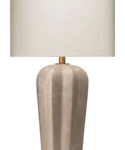 Table Lamps Jamie Young Regal Table Lamp In Grey Cement With Drum Shade In Off White Linen