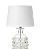 Jamie Young Ribbon Table Lamp In Clear Glass With Small Open Cone Shade In White Linen 1 Jamie Young Ribbon Table Lamp In Clear Glass With Small Open Cone Shade In White Linen