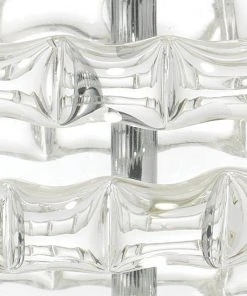 Jamie Young Ribbon Table Lamp In Clear Glass With Small Open Cone Shade In White Linen