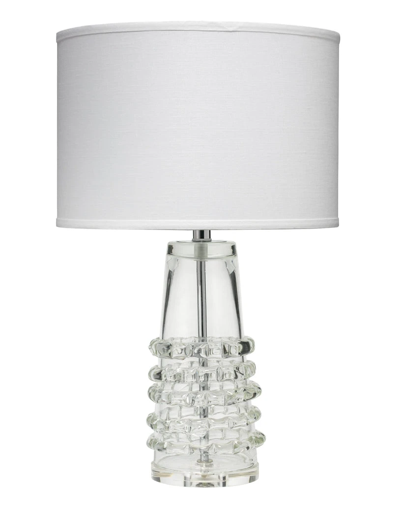 Jamie Young Tall Ribbon Table Lamp In Clear Glass With Medium Drum Shade In White Linen 3 Jamie Young Tall Ribbon Table Lamp In Clear Glass With Medium Drum Shade In White Linen