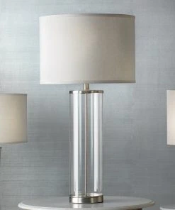 Jamie Young Rockefeller Table Lamp In Nickel With Classic Drum Shade In White Linen Table Lamps 7 Jamie Young Rockefeller Table Lamp In Nickel With Classic Drum Shade In White Linen Table Lamps