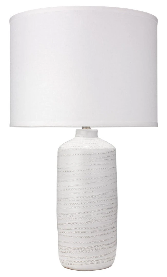 Jamie Young Trace Table Lamp In White Ceramic With Large Drum Shade In White Linen 3 Jamie Young Trace Table Lamp In White Ceramic With Large Drum Shade In White Linen