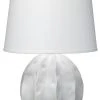 Jamie Young Urchin Table Lamp In Matte White With Large Cone Shade In White Linen