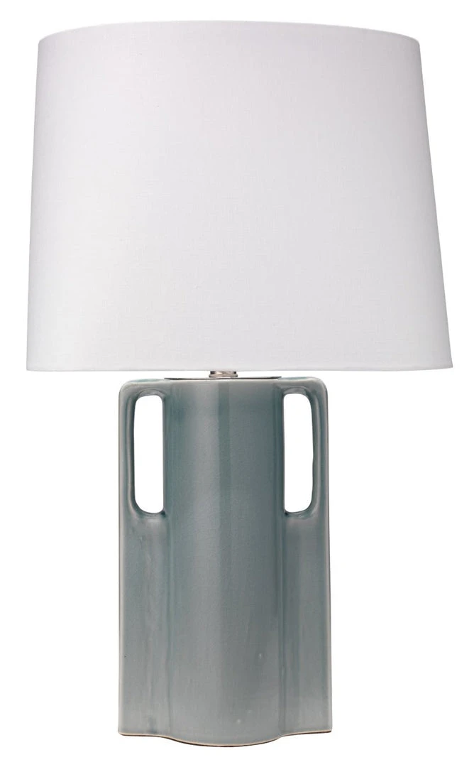 Jamie Young Woodstock Table Lamp In Mist Blue Glass With Oval Rectangle Shade In White Linen Table Lamps 3 Jamie Young Woodstock Table Lamp In Mist Blue Glass With Oval Rectangle Shade In White Linen Table Lamps